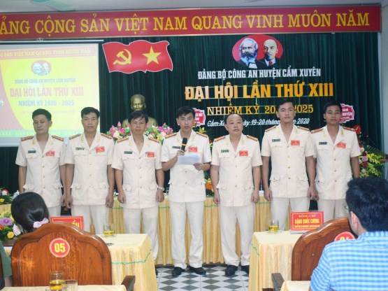 Công an huyện Cẩm Xuyên tổ chức thành công đại hội Đảng Bộ lần thứ XIII